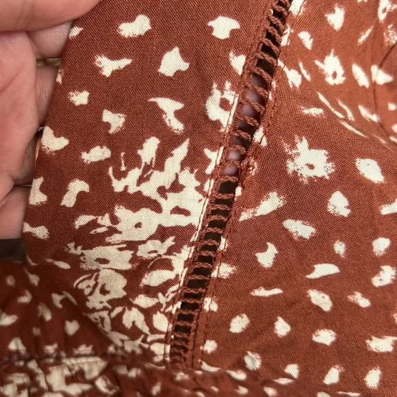 Knox Rose | Linen Blend Rusty Brown Cheetah Print Dress 3/4 Sleeves Women Large - Picture 6 of 8